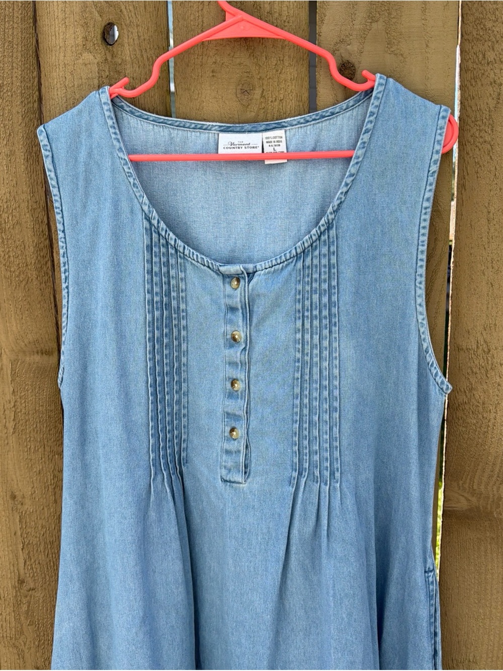 Vintage Women’s The Vermont Country Store Denim Sleeveless Dress Size Large - Picture 7 of 9